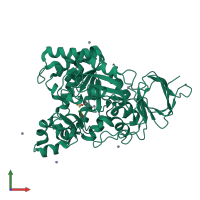 PDB entry 1v51 coloured by chain, front view.