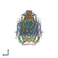 PDB entry 1v54 coloured by chain, side view.