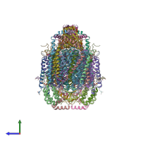 PDB entry 1v55 coloured by chain, side view.