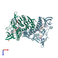 PDB entry 1v59 coloured by chain, top view.