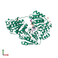 PDB entry 1v5e coloured by chain, front view.