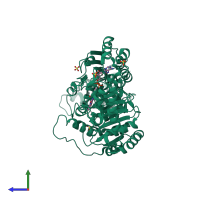 PDB entry 1v5e coloured by chain, side view.