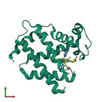 PDB entry 1v5h coloured by chain, front view.