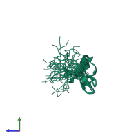 PDB entry 1v5n coloured by chain, ensemble of 20 models, side view.
