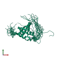 PDB entry 1v5r coloured by chain, ensemble of 20 models, front view.