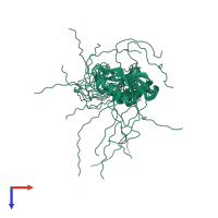 PDB entry 1v5s coloured by chain, ensemble of 20 models, top view.