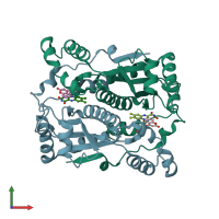 PDB entry 1v5y coloured by chain, front view.