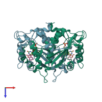 PDB entry 1v5y coloured by chain, top view.