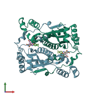 PDB entry 1v5z coloured by chain, front view.