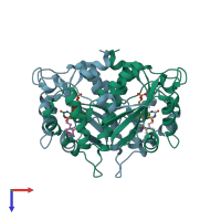 PDB entry 1v5z coloured by chain, top view.