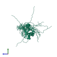 PDB entry 1v60 coloured by chain, ensemble of 20 models, side view.