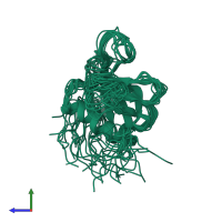 PDB entry 1v61 coloured by chain, ensemble of 20 models, side view.