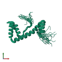 PDB entry 1v63 coloured by chain, ensemble of 20 models, front view.