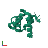 PDB entry 1v66 coloured by chain, ensemble of 20 models, front view.