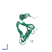 PDB entry 1v67 coloured by chain, side view.