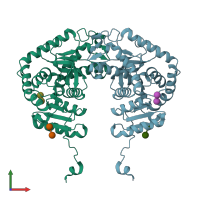 PDB entry 1v6a coloured by chain, front view.