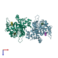 PDB entry 1v6a coloured by chain, top view.
