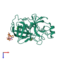 PDB entry 1v6d coloured by chain, top view.