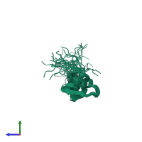 PDB entry 1v6g coloured by chain, ensemble of 20 models, side view.