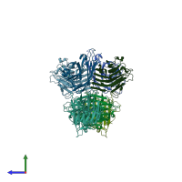 PDB entry 1v6m coloured by chain, side view.