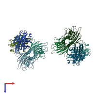 PDB entry 1v6m coloured by chain, top view.