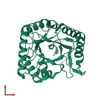 PDB entry 1v6t coloured by chain, front view.