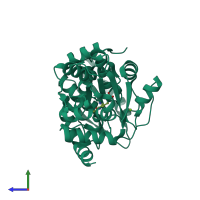 PDB entry 1v71 coloured by chain, side view.