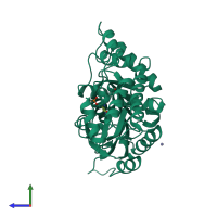 PDB entry 1v72 coloured by chain, side view.