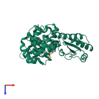 PDB entry 1v72 coloured by chain, top view.