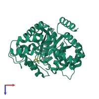 PDB entry 1v79 coloured by chain, top view.