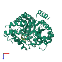 PDB entry 1v7a coloured by chain, top view.