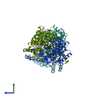 PDB entry 1v7c coloured by chain, side view.