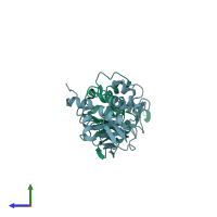 PDB entry 1v7l coloured by chain, side view.