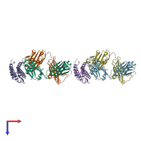 PDB entry 1v7m coloured by chain, top view.