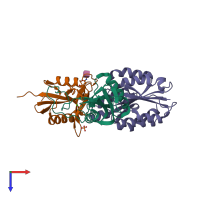 PDB entry 1v7p coloured by chain, top view.