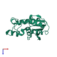 PDB entry 1v7q coloured by chain, top view.