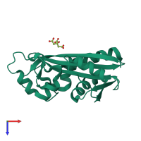 PDB entry 1v7r coloured by chain, top view.