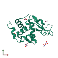 PDB entry 1v7s coloured by chain, front view.