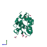 PDB entry 1v7s coloured by chain, side view.