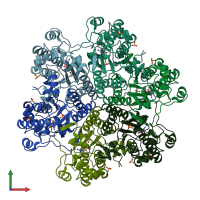 PDB entry 1v7z coloured by chain, front view.