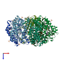 PDB entry 1v7z coloured by chain, top view.