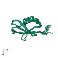 PDB entry 1v80 coloured by chain, ensemble of 10 models, top view.