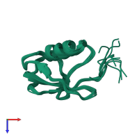 PDB entry 1v81 coloured by chain, ensemble of 10 models, top view.