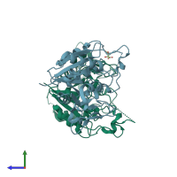 PDB entry 1v82 coloured by chain, side view.