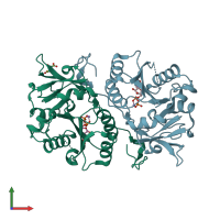 PDB entry 1v83 coloured by chain, front view.