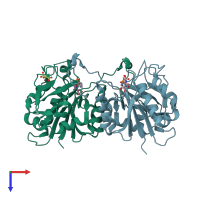 PDB entry 1v83 coloured by chain, top view.