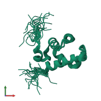 PDB entry 1v85 coloured by chain, ensemble of 20 models, front view.