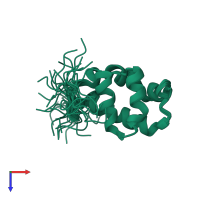 PDB entry 1v85 coloured by chain, ensemble of 20 models, top view.