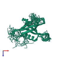 PDB entry 1v89 coloured by chain, ensemble of 20 models, top view.