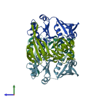PDB entry 1v8c coloured by chain, side view.